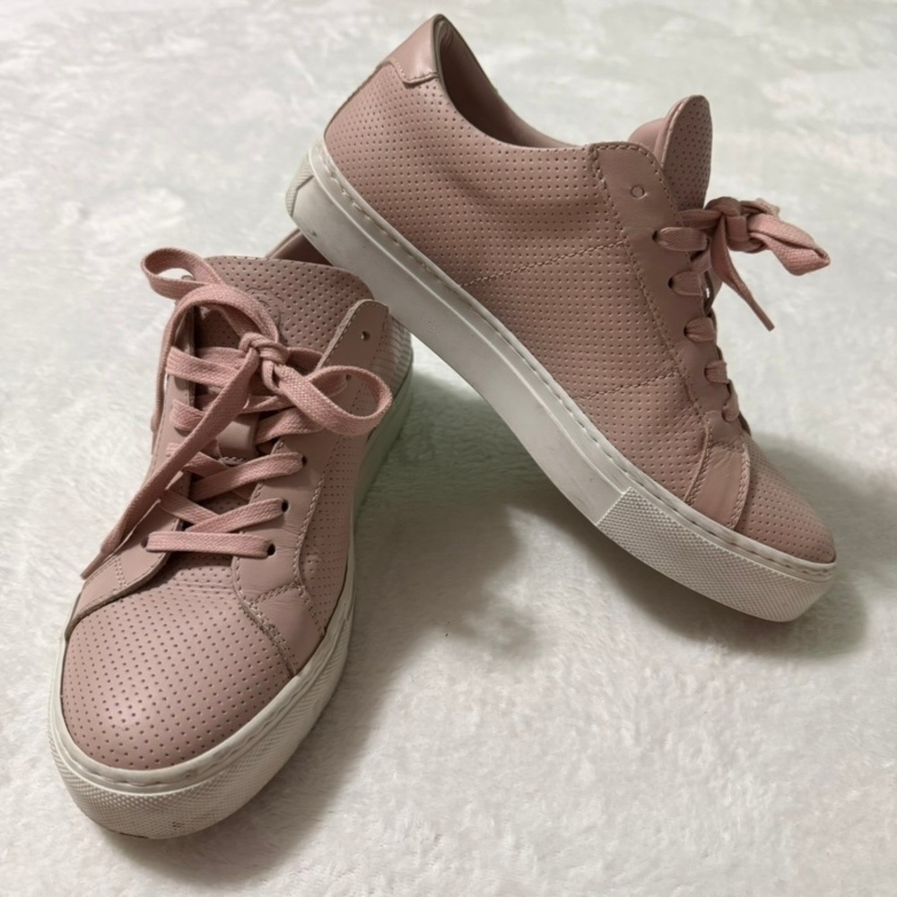 GREATS Royale Perforated Sneakers Womens 8 Pink Leather Low Top Made in Italy